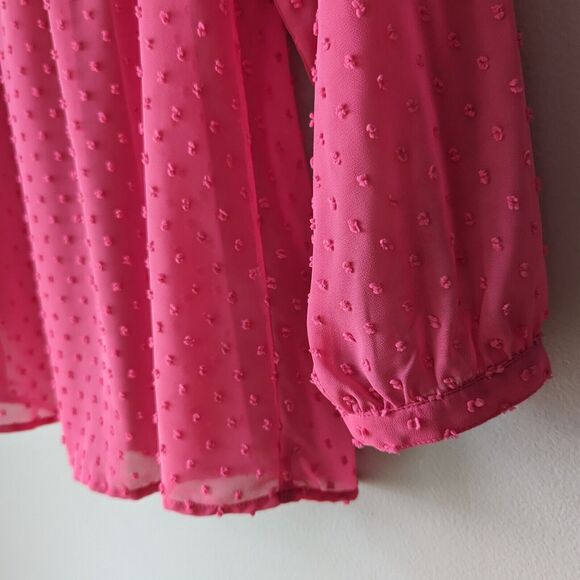Cynthia Rowley Blouse Small Long Sleeve Sheer Pink Flowy Cottagecore Romantic - Picture 3 of 8